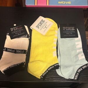 PINK Victoria's Secret  Trio in Yellow, Light Blue, Cream